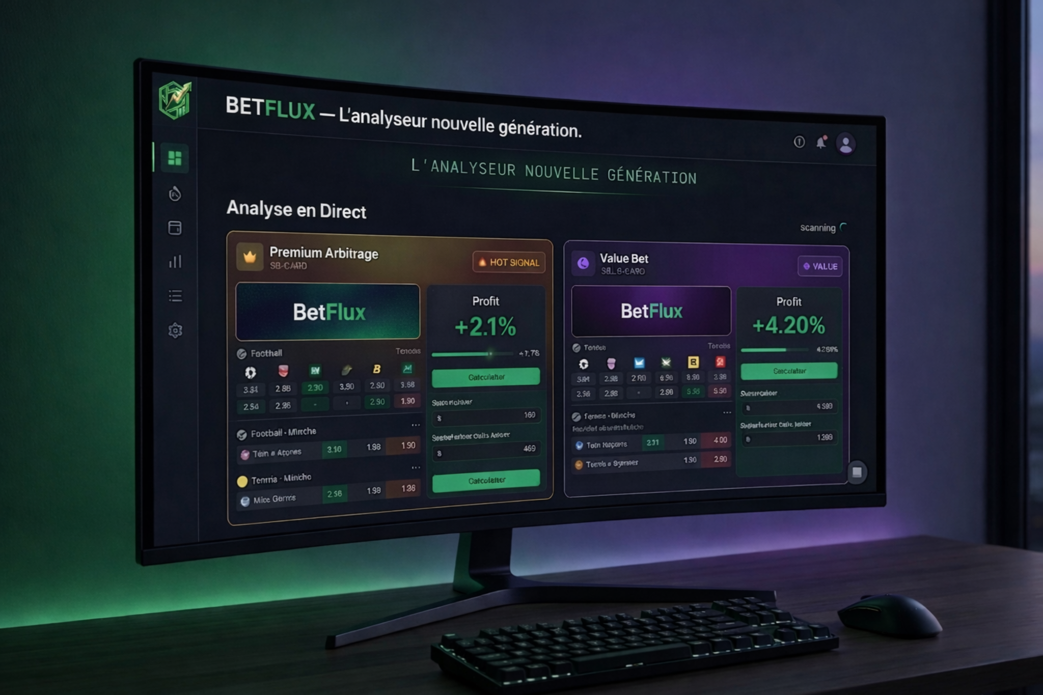 Aperçu de l’interface BetFlux